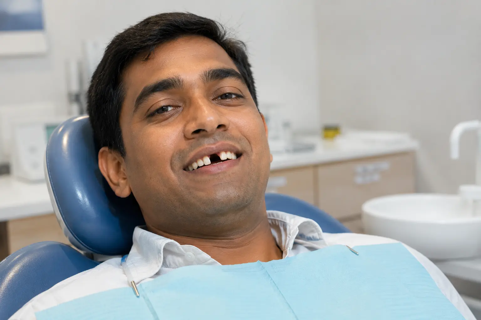 Person with missing teeth